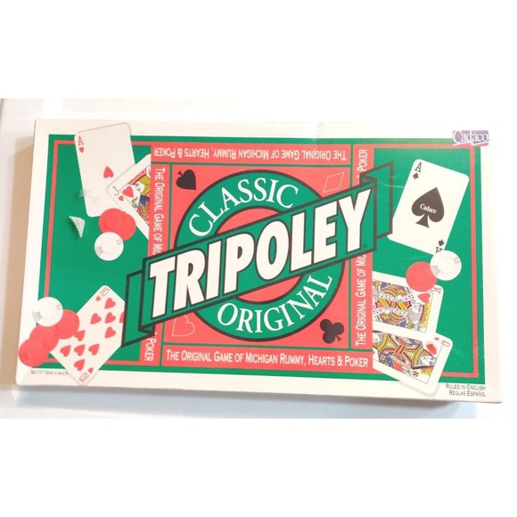 Tripoley Original Game Of Michigan Rummy, Hearts Poker 1995 Cadaco Classic NEW - Picture 1 of 7